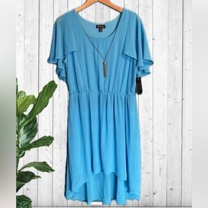 Thalia Soda Turquoise Butterfly 🦋 Sleeve Dress with Necklace